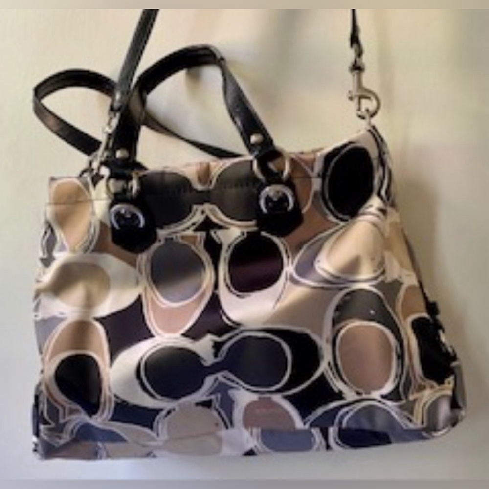 Coach logo multi color satchel bag